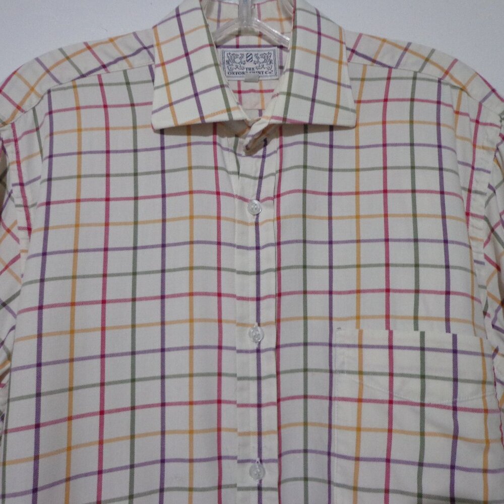 THE OXFORD SHIRT CO. MULTI-COLORED PLAID DRESS SHIRT SIZE 15